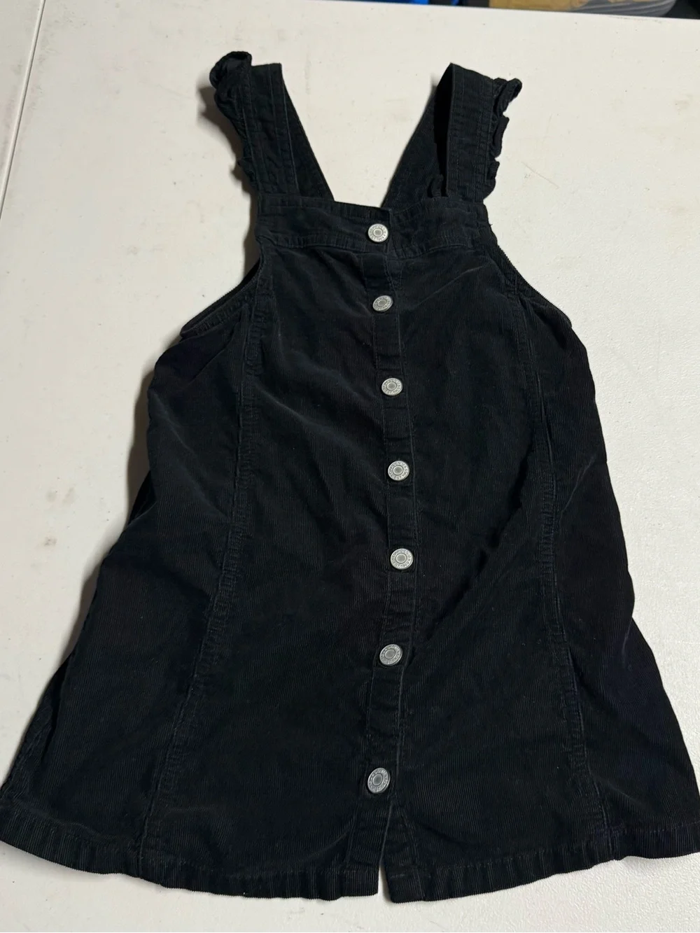 Baby Gap Black Corduroy Button-Front Pinafore Dress 100% Cotton Size 5 EUC